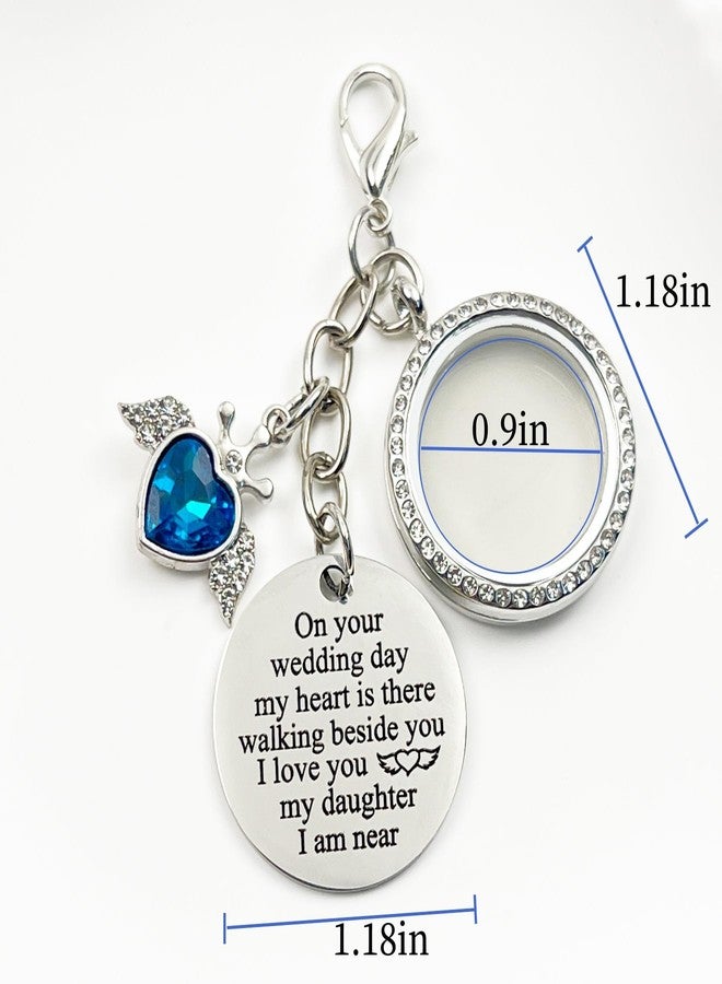Dorla Cool Something Blue Charm for Bride Bouquet Rhinestone Photo Locket DIY Memorial Gifts Bridal Keepsake Wedding Accessories in Memory of Mom or Dad, Remembrance Gift - Image 5